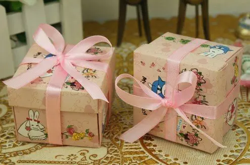 50pcs just for you happy rabbit wedding paper gift box jewelry