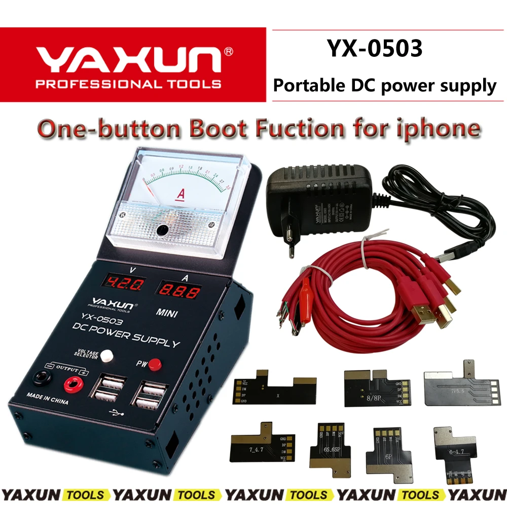 YX-0503 Power supply one-button boot function for iphone X/8G/7G/6G , 5V 3A mini size and powerful and mobile phone repair
YX-0503 Power supply one-button boot function for iphone X/8G/7G/6G , 5V 3A mini size and powerful and mobile phone repair