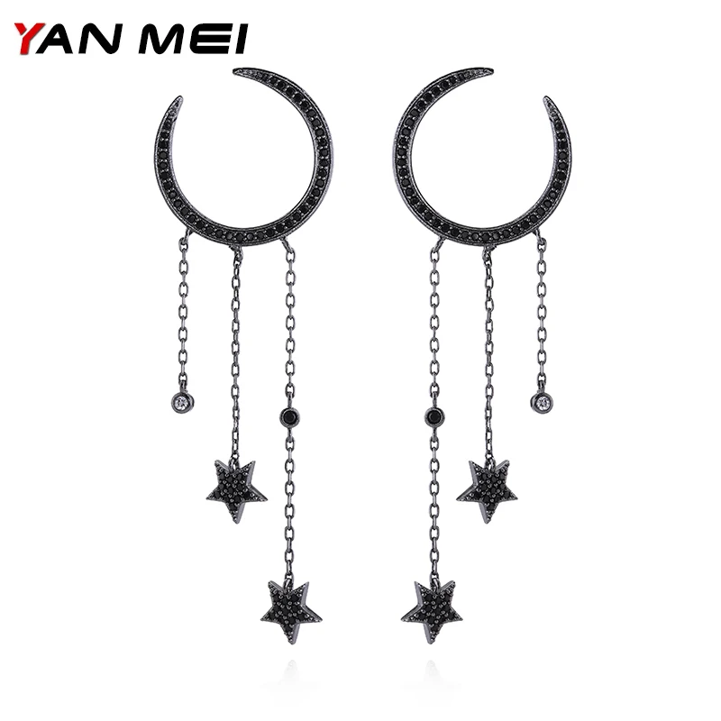 YANMEI Rhinestone Moon And Stars Stud Earrings Elegant Simple CZ Tassel Celestial Gifts Fashion Jewelry Accessories YME8048
YANMEI Rhinestone Moon And Stars Stud Earrings Elegant Simple CZ Tassel Celestial Gifts Fashion Jewelry Accessories YME8048