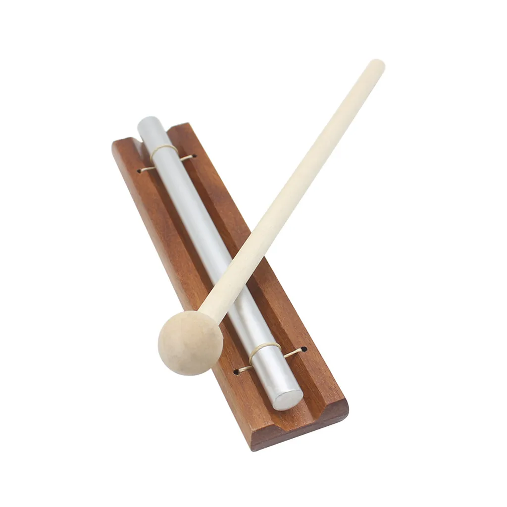 Brand New & High Quality Solo Chime on Wooden Base w/ Mallet Single Rod for Yoga Meditation Energy