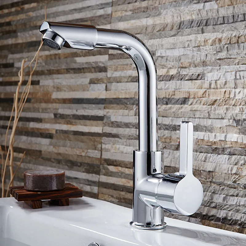 Bathroom Chromed Sink Mixer Faucet w/ Single Handle
