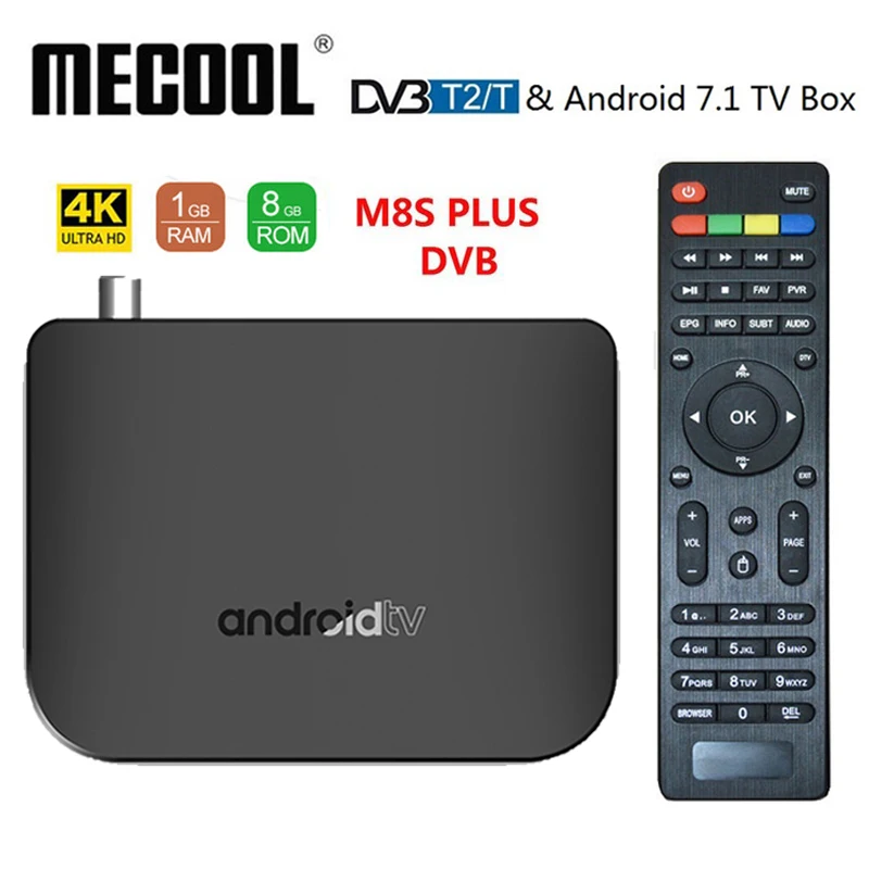 

Mecool M8S PLUS DVB T2/T Android 7.1 smart TV Box Amlogic S905D 1GB ROM 8GB RAM Support 4K H.265 WiFi Media Player set top box