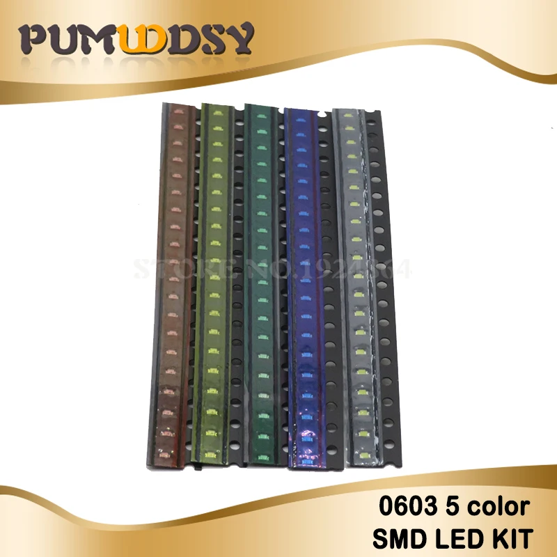 100PCS 0603 SMD LED Kits Red Yellow Blue Green White 5 colors each 20pcs electronic diy kit
100PCS 0603 SMD LED Kits Red Yellow Blue Green White 5 colors each 20pcs electronic diy kit