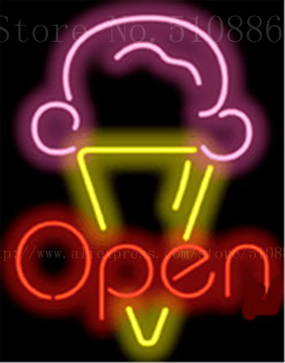 17*14" Ice Cream Open NEON SIGN REAL GLASS BEER BAR PUB LIGHT SIGNS display store Restaurant Shop business Advertising Lights |