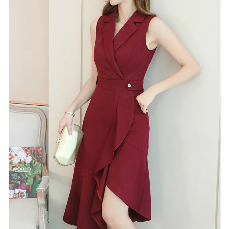 2019 New Korean Women Dress Spring Summer Sundress Elegant Party Slim Sleeveless Irregular Dress Vestidos De Fiesta Black Red
2019 New Korean Women Dress Spring Summer Sundress Elegant Party Slim Sleeveless Irregular Dress Vestidos De Fiesta Black Red