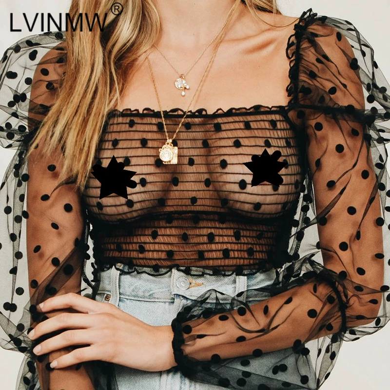 LVINMW Sexy Mesh See Through Dot Print Ruffles Crop Tops 2019 Autumn Women Long Sleeve Square Neck T Shirt Party Club Tops Tees
LVINMW Sexy Mesh See Through Dot Print Ruffles Crop Tops 2019 Autumn Women Long Sleeve Square Neck T Shirt Party Club Tops Tees