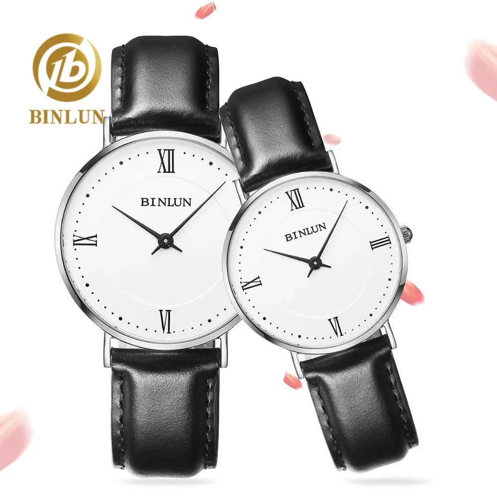 

BINLUN Men's Ultra Thin Quartz Watch Waterproof Sapphire Scratch-proof Fashion Watch Leather Strap DW Quartz Watches For Lovers