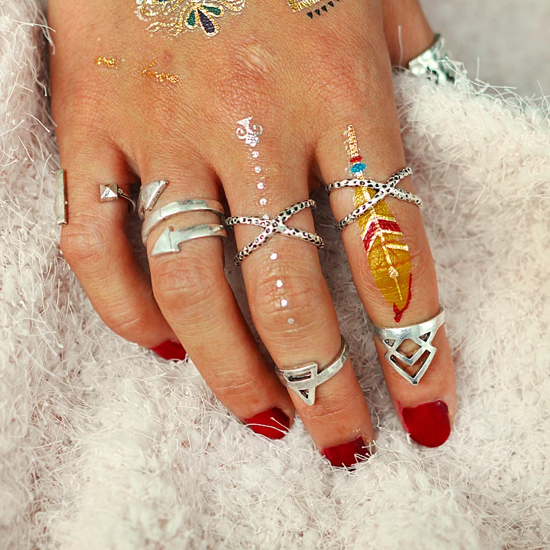 8pcs/set Vintage Arrow Crossed Hollow Triangular Midi Ring Silver Color Ethnic Knuckle Ring For Women Boho Beach Party Jewelry
8pcs/set Vintage Arrow Crossed Hollow Triangular Midi Ring Silver Color Ethnic Knuckle Ring For Women Boho Beach Party Jewelry