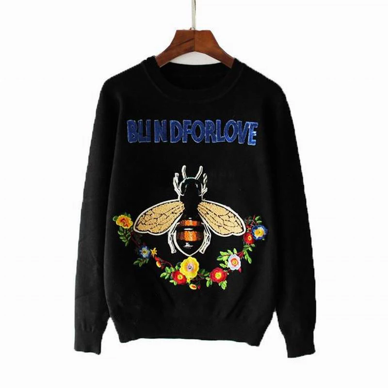 2018 Winter women Sweaters and Pullovers Knitted Butterfly Embroidery Sweater Top Long Sleeve Womens Casual Autumn Femme | Женская