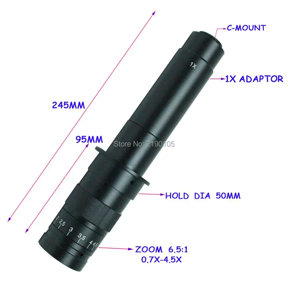 Max 300x Zoom C-mount стеклянный объектив адаптер 4.5X для промышленности микроскоп камера