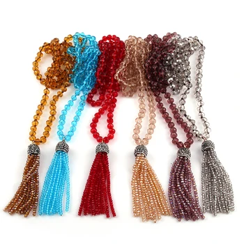 Fashion Bohemian Tribal Jewelry 5x8 Crystal Glass Long Knotted Beads Crystal Tassel Necklaces
Fashion Bohemian Tribal Jewelry 5x8 Crystal Glass Long Knotted Beads Crystal Tassel Necklaces
