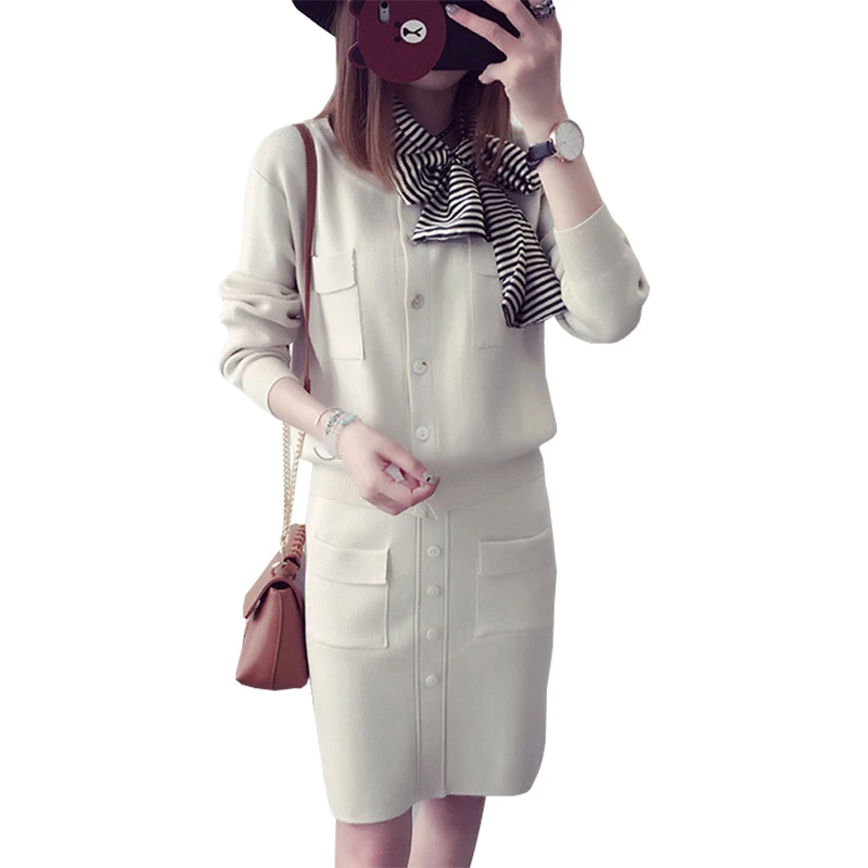 Sweater Sets New Winter long-sleeved Knit Cardigan Women Fashion Skirt two-piece Suit Korean Version Clothing Vestidos LXJ220
Sweater Sets New Winter long-sleeved Knit Cardigan Women Fashion Skirt two-piece Suit Korean Version Clothing Vestidos LXJ220