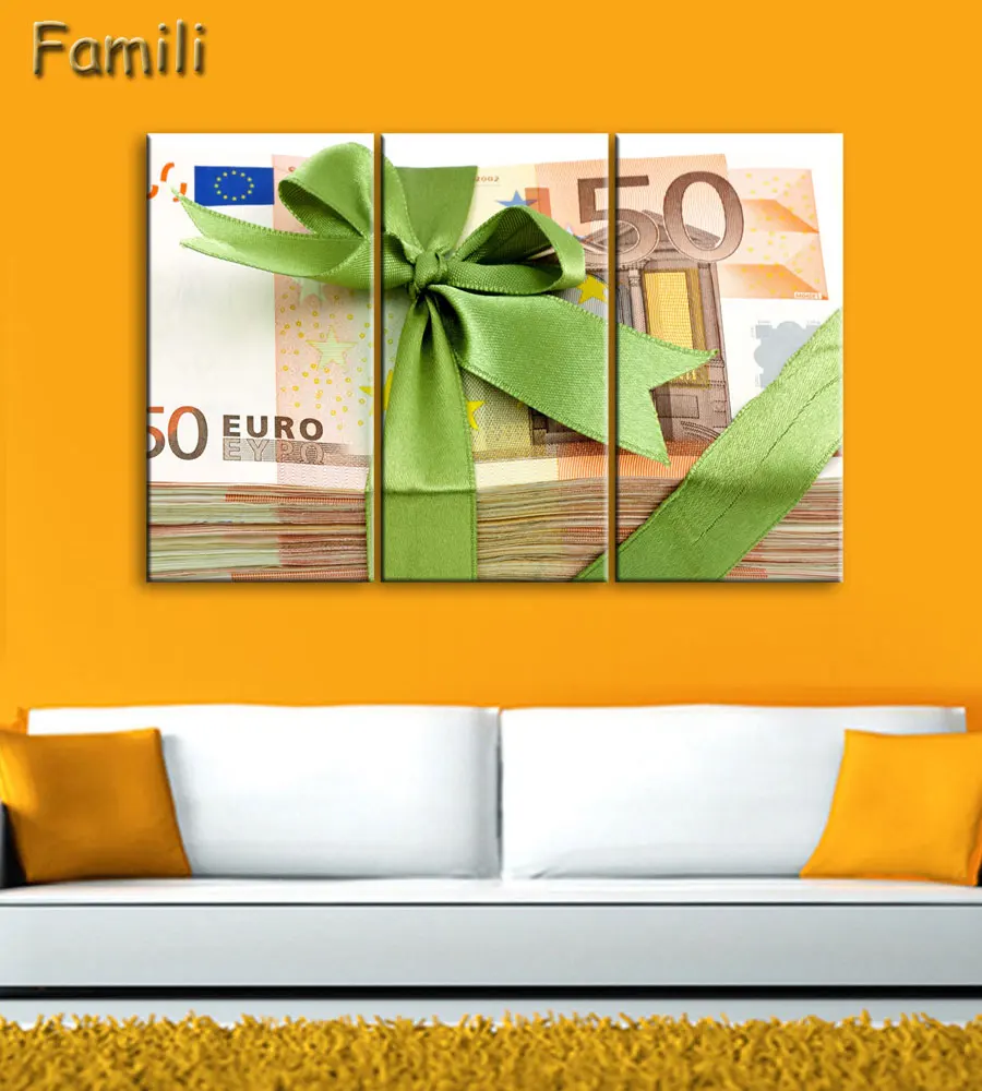 

3pcs Banknotes Artwork Canvas Painting Wall Art Canvas Paintings For Living Room Wall Cuadros Canvas Prints Photo No Framed