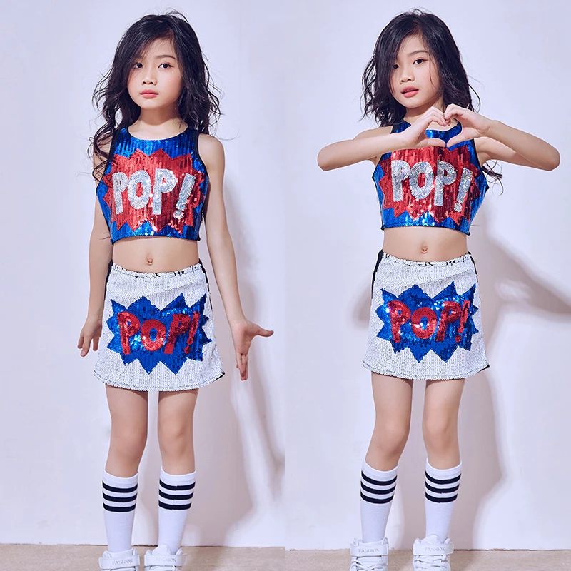 Фото Children Jazz Dance Costumes Girls Hip-Hop Modern Performances Clothing Set Kids Jazzy Wear Stagewear DL2475 | Тематическая одежда