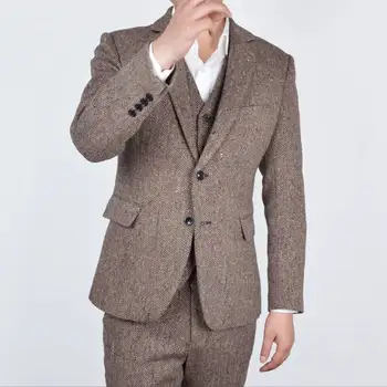 2017 Custom slim brown tweed Notch Lapel 3 pieces Groom mens suits Tuxedo Men Wedding Suit Best Man Blazer (Jacket+Pants+Vest)
2017 Custom slim brown tweed Notch Lapel 3 pieces Groom mens suits Tuxedo Men Wedding Suit Best Man Blazer (Jacket+Pants+Vest)