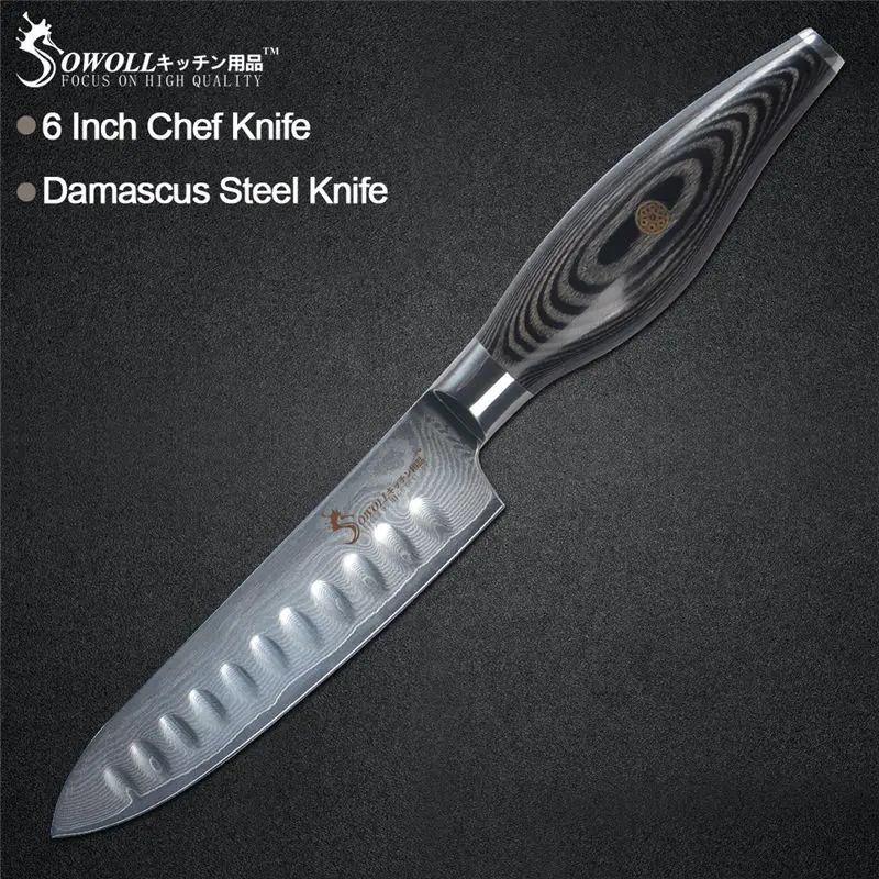 Sowoll VG10 Damascus Steel Kitchen Knife 3'' Paring Knife 4'' Utility Knife 5'' Slicing Knife 6'' Chef Knife Cooking Tools
Sowoll VG10 Damascus Steel Kitchen Knife 3'' Paring Knife 4'' Utility Knife 5'' Slicing Knife 6'' Chef Knife Cooking Tools