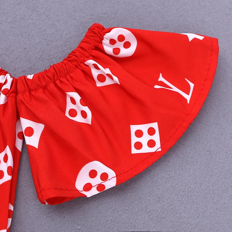 2018 Kids Outfit Fashion Children Clothing Sets Summer Girls Suit Off Shoulder Tops Denim Shorts Hairband 3Pcs Baby Girl Clothes (6)