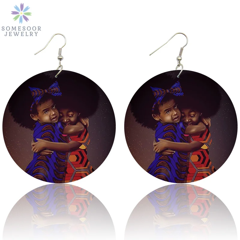 SOMESOOR Both Sides Printing Brave Sister AFRO Wooden Drop Earrings African Natural Hair 6cm Flat Round For Kids Women Gifts
SOMESOOR Both Sides Printing Brave Sister AFRO Wooden Drop Earrings African Natural Hair 6cm Flat Round For Kids Women Gifts