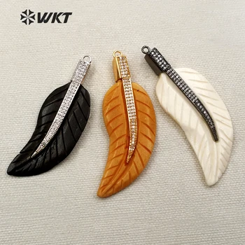 MP043 WKT New Arrival Buffalo Bone Pendant In High Quality CZ Micro Pave Leaf Shape For Women Neckalce Design Pendant
MP043 WKT New Arrival Buffalo Bone Pendant In High Quality CZ Micro Pave Leaf Shape For Women Neckalce Design Pendant