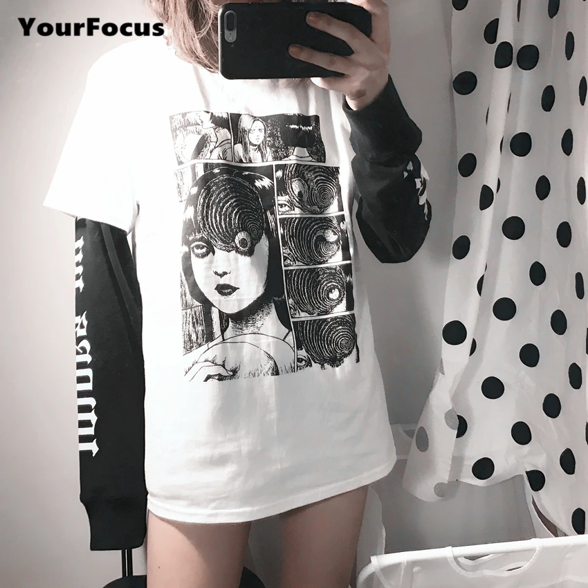 Summer 2018 harajuku tshirt Japanese Junji Itou Horror comics print t shirt loose plus size women tops lovers tshirt
Summer 2018 harajuku tshirt Japanese Junji Itou Horror comics print t shirt loose plus size women tops lovers tshirt