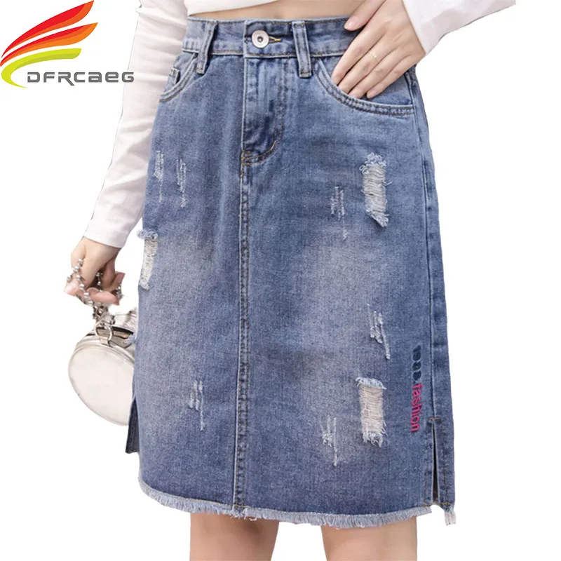 Denim Skirts High Waist 2018 New Arrivals Ripped Hole A Line Skirt Knee Length Pockets Embroidery Skirt Denim Jeans Skirt
Denim Skirts High Waist 2018 New Arrivals Ripped Hole A Line Skirt Knee Length Pockets Embroidery Skirt Denim Jeans Skirt