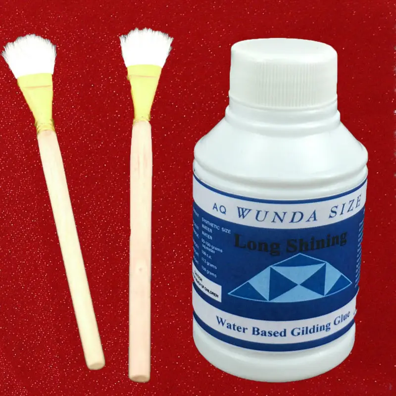 100 ml Gilding Material Water based gilding glue, Top Coat Sealer and 2 brush to Paste Imitation Gold Leaf and Silver Leaf
100 ml Gilding Material Water based gilding glue, Top Coat Sealer and 2 brush to Paste Imitation Gold Leaf and Silver Leaf