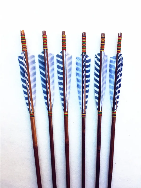 6pcs nice gray striped handmade bamboo arrows for archery recurve longbow hunting lovers 
6pcs nice gray striped handmade bamboo arrows for archery recurve longbow hunting lovers