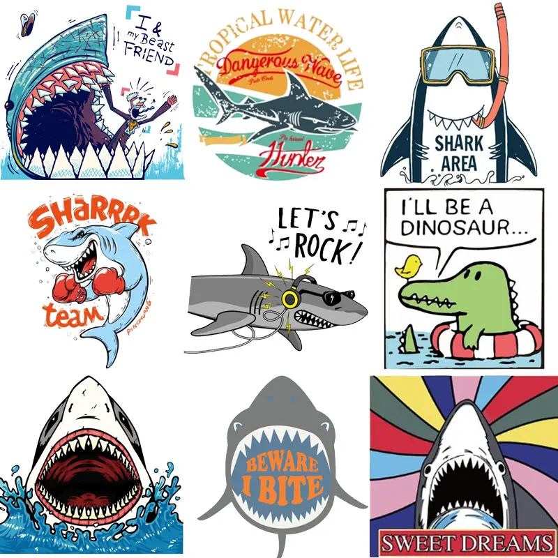 Iron on Patches Big Animal Shark Top Clothing Application Thermo Transfer for Clothes Decor Stripes T-shirt Badges Stripes Tops
Iron on Patches Big Animal Shark Top Clothing Application Thermo Transfer for Clothes Decor Stripes T-shirt Badges Stripes Tops