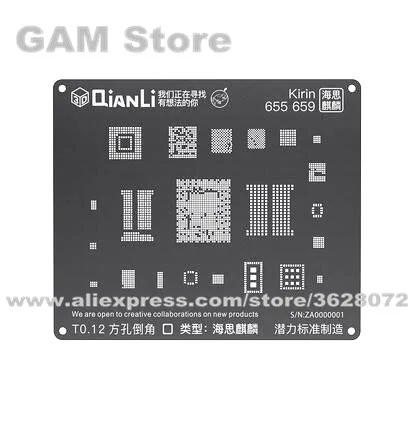 QIANLI iBlack 3D BGA Stencil For Kirin 655 659 CPU IC Reballing Pins Heating Template Tin Plant Net T0.12 Thickness
QIANLI iBlack 3D BGA Stencil For Kirin 655 659 CPU IC Reballing Pins Heating Template Tin Plant Net T0.12 Thickness