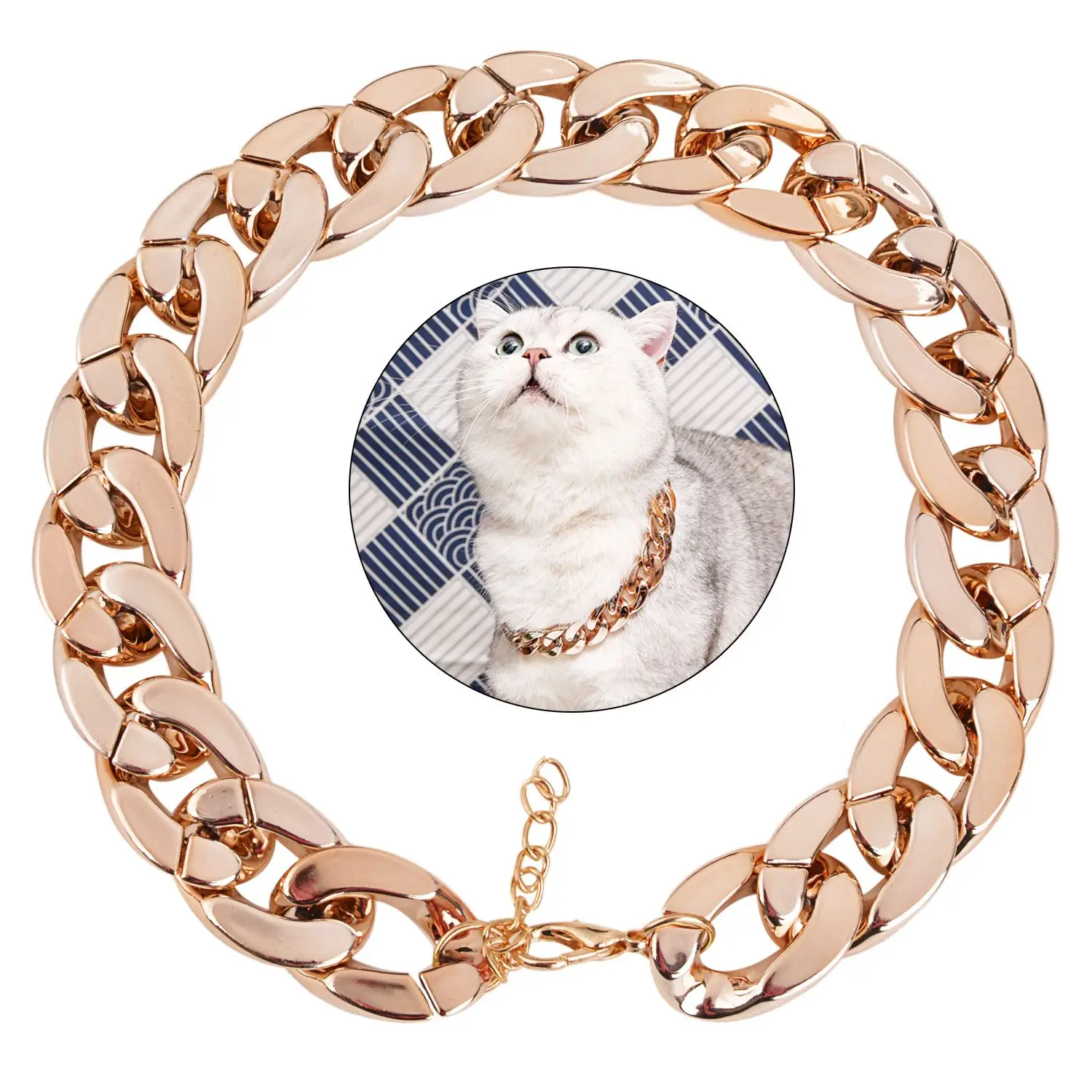 Charm Cool Fake Stainless Steel Golden Cuban Gold Cat Dog Chain Neckaces Collars Choker Pet Necklaces
Charm Cool Fake Stainless Steel Golden Cuban Gold Cat Dog Chain Neckaces Collars Choker Pet Necklaces