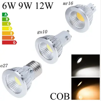 

CE ROHS UL COB 6W 9W 12W Led Spotlights Lamp 60 Angle GU10 E27 MR16 GU5.3 Dimmable Led Bulbs Warm/Cool White AC 110-240V/12V
