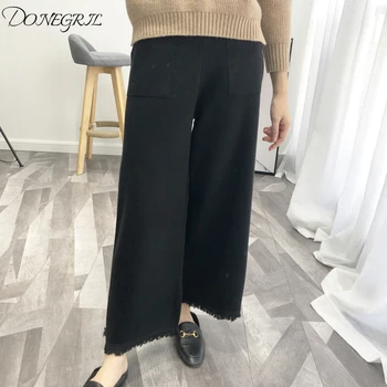 2019 Autumn Womens Pants OL Loose Wide Leg Pants High Waist Casual Regular Chic Trousers Fringed Edge knits pants
2019 Autumn Womens Pants OL Loose Wide Leg Pants High Waist Casual Regular Chic Trousers Fringed Edge knits pants