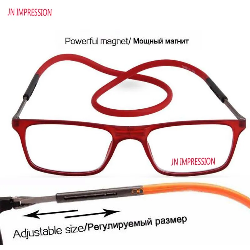 JN IMPRESSION Magnetic Titanium reading glasses Men Adjustable Hanging Neck Folding Glasses Front Connect Silica gel Temple
JN IMPRESSION Magnetic Titanium reading glasses Men Adjustable Hanging Neck Folding Glasses Front Connect Silica gel Temple