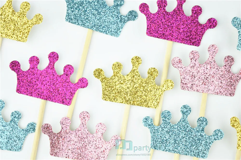 crown cupcake toppers, glitter crowns, princess party decorations, prince birthday, pink and gold, custom colors, baby shower 
crown cupcake toppers, glitter crowns, princess party decorations, prince birthday, pink and gold, custom colors, baby shower