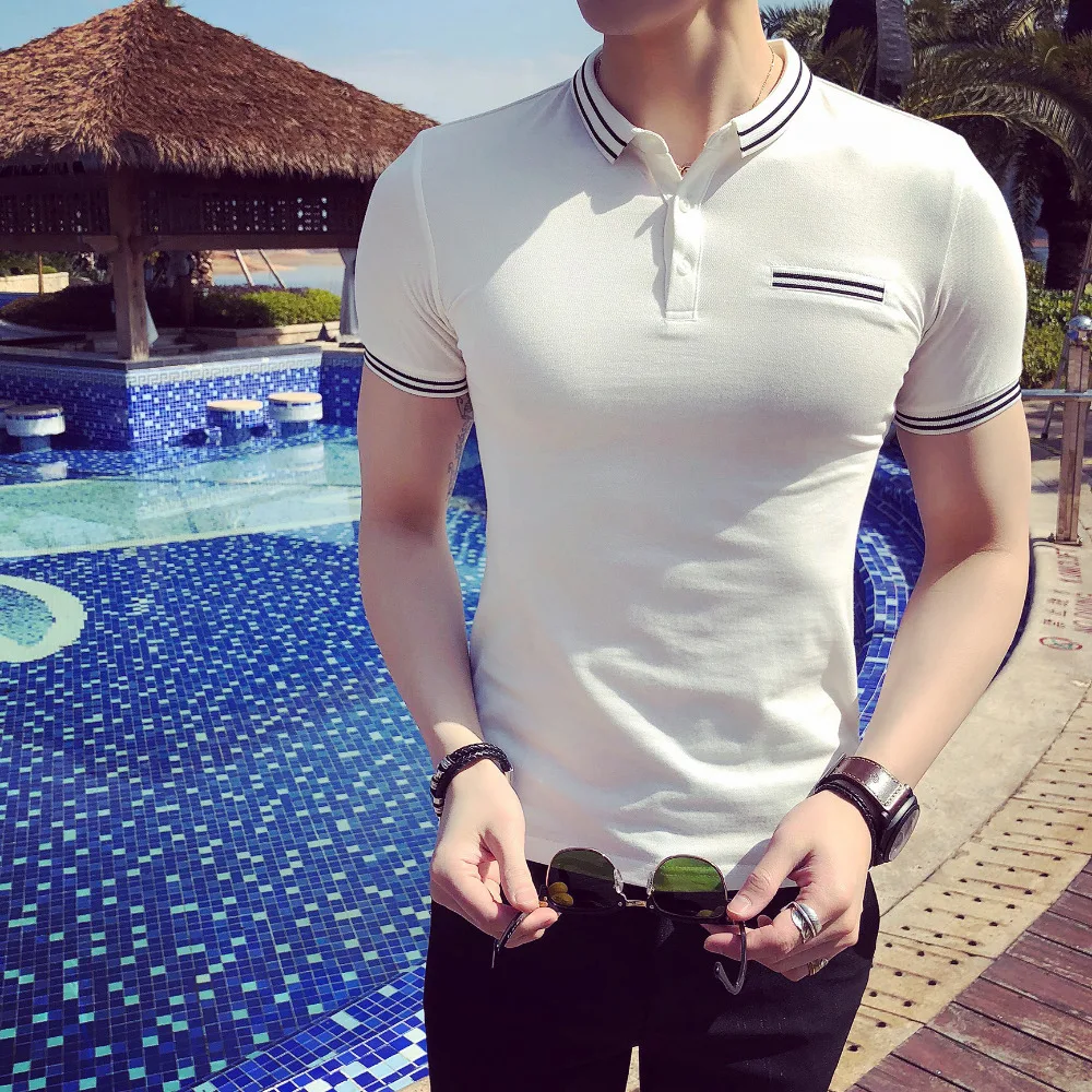 Summer Polo Homme British Style Men's Polo Shirt High Quality Streetwear Slim Fit Formal Wear Polo Shirt Men Clothes 2019
Summer Polo Homme British Style Men's Polo Shirt High Quality Streetwear Slim Fit Formal Wear Polo Shirt Men Clothes 2019