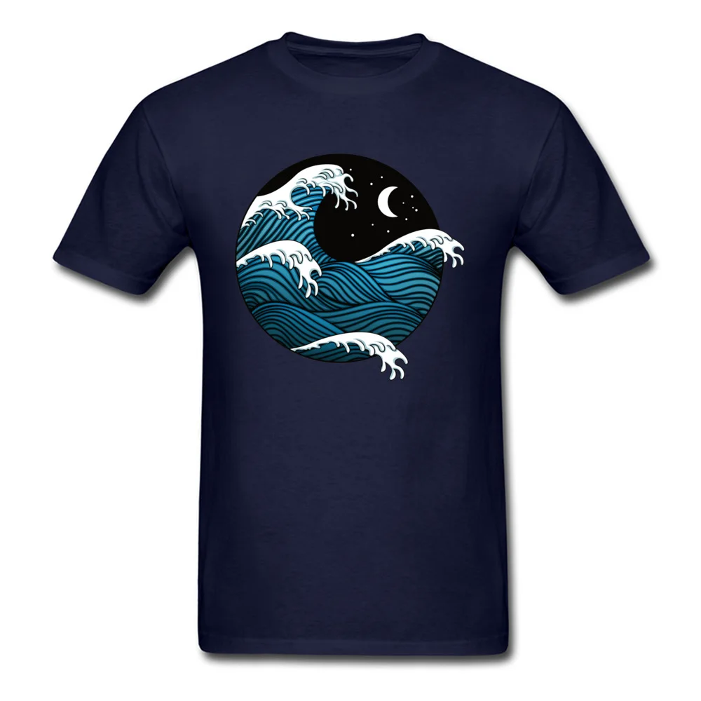 Casual wave in circle Male T-shirts Hip Hop April FOOL DAY Short Sleeve Crew Neck 100% Cotton Tees Crazy T Shirt wave in circle navy