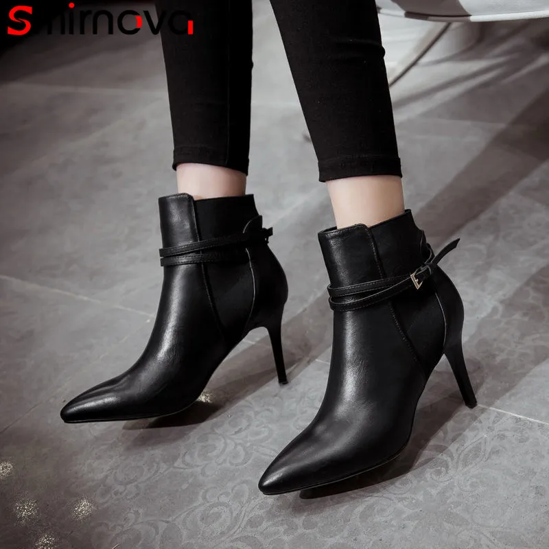 Smirnova 2020 new fashion winter boots pointed toe genuine leather thin high heels boots solid with buckle lady ankle boots
Smirnova 2020 new fashion winter boots pointed toe genuine leather thin high heels boots solid with buckle lady ankle boots