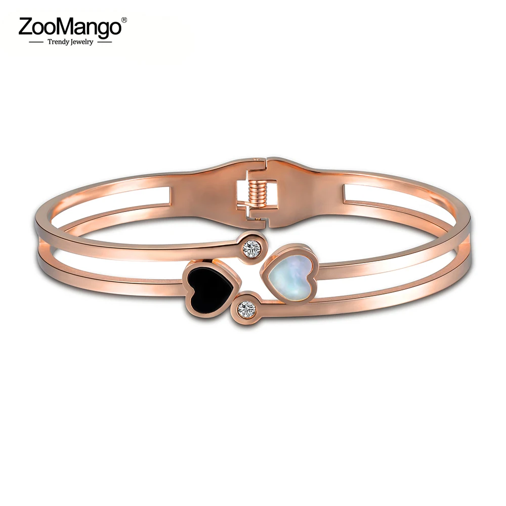 ZooMango Titanium Steel CZ Crystal Bracelets Bangles Fine Jewelry Double Shell Heart Lovey Bangle Jewelry For Women ZB17002
ZooMango Titanium Steel CZ Crystal Bracelets Bangles Fine Jewelry Double Shell Heart Lovey Bangle Jewelry For Women ZB17002