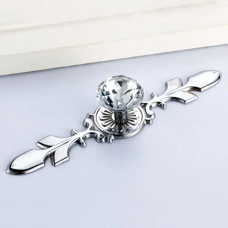 Image Excellent Quality Durable Glass Diamond Crystal Dresser Knobs Wardrobe Drawer Pulls Handle Cabinet Door