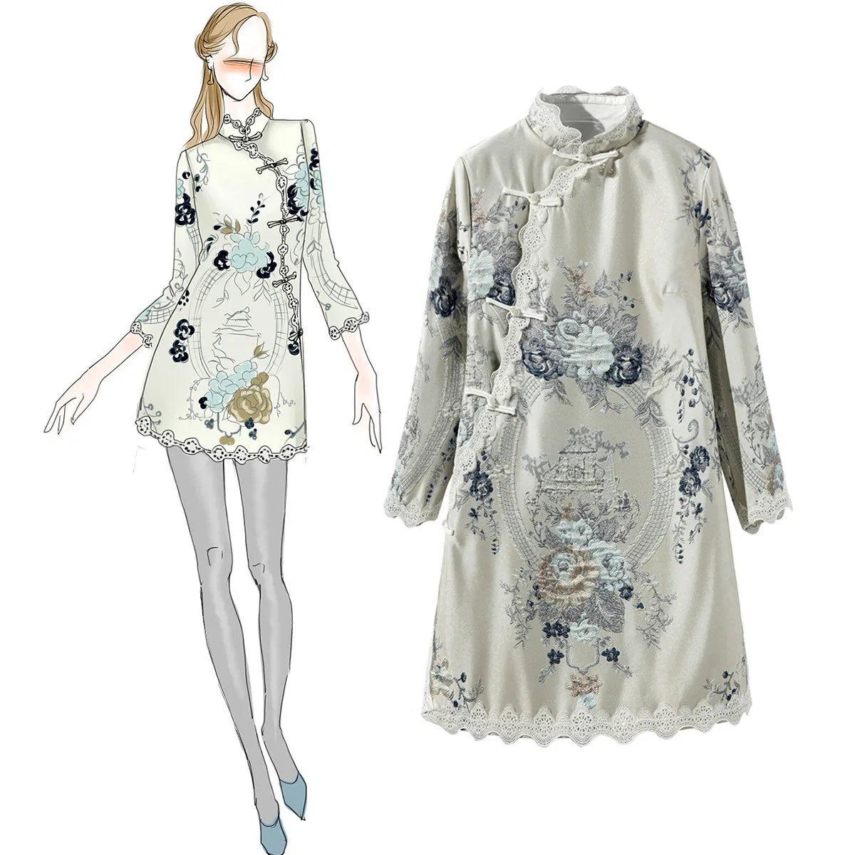 Autumn Winter New Women Embroidery Flower Cheongsam Elegant Lace Mandarin Collar Dress Traditional Chinese Mini Qipao Vestidos
Autumn Winter New Women Embroidery Flower Cheongsam Elegant Lace Mandarin Collar Dress Traditional Chinese Mini Qipao Vestidos