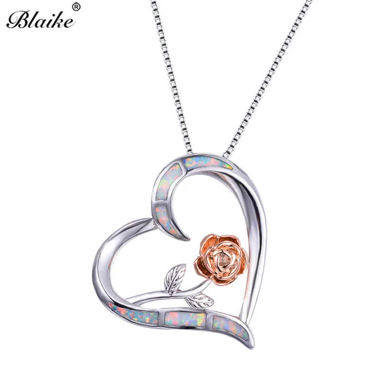 Blaike 925 Silver White Fire Opal Heart Pendant Necklaces for Women Vintage Rose Gold Color Flower Necklace Female Charm Jewelry
Blaike 925 Silver White Fire Opal Heart Pendant Necklaces for Women Vintage Rose Gold Color Flower Necklace Female Charm Jewelry