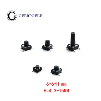 100 pcs/lot 6*6*4.3-15mm 4 PIN Tactile Tact Push Button small Switch Direct Plug-in Self-reset Top Copper SMT 6X6X5
100 pcs/lot 6*6*4.3-15mm 4 PIN Tactile Tact Push Button small Switch Direct Plug-in Self-reset Top Copper SMT 6X6X5