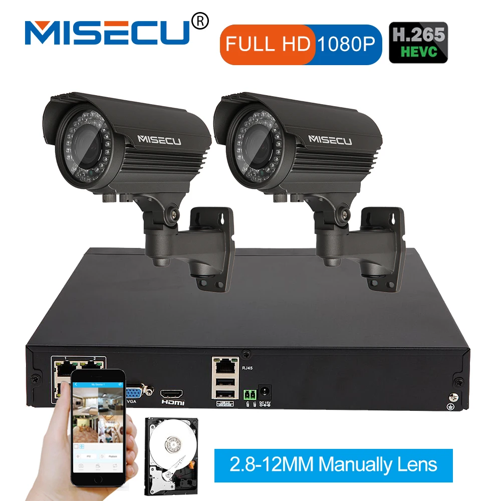 MISECU 2MP CCTV Camera System 8CH POE NVR 1080P 2.8-12mm manual Lens 3000TVL POE IP Camera Waterproof Security Surveillance Kits
MISECU 2MP CCTV Camera System 8CH POE NVR 1080P 2.8-12mm manual Lens 3000TVL POE IP Camera Waterproof Security Surveillance Kits