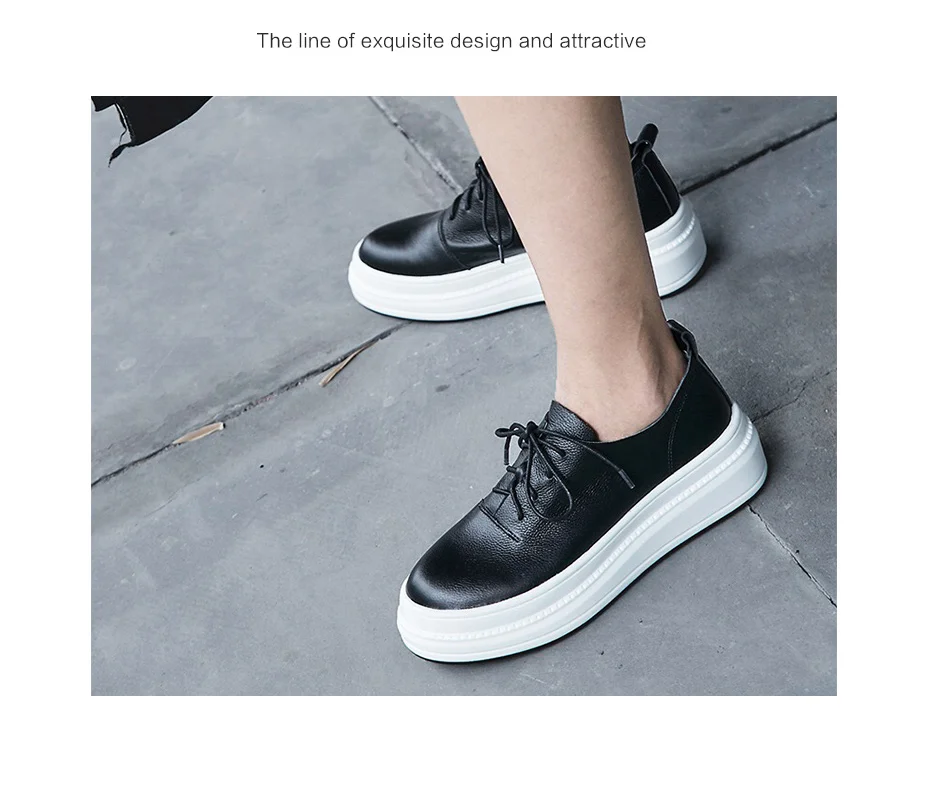 Donna-in Women Flats Shoes Platform Sneakers Shoes Genuine Leather Spring Fashion Sneakers Creepers Lace-up Comfortable Shoes (12)