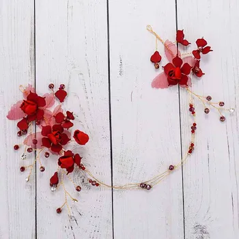 Fashion Gold Alloy Leaves Red Yarn Flower Bride Headband Headdress Tiaras and Crowns Women Wedding Hair Accessories Jewelry VL
Fashion Gold Alloy Leaves Red Yarn Flower Bride Headband Headdress Tiaras and Crowns Women Wedding Hair Accessories Jewelry VL