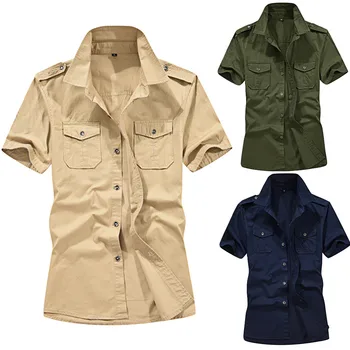 mens Tops Blouse Men's Casual Fashion Military Pure Color Pocket Short Sleeve Loose shirt Tops
mens Tops Blouse Men's Casual Fashion Military Pure Color Pocket Short Sleeve Loose shirt Tops