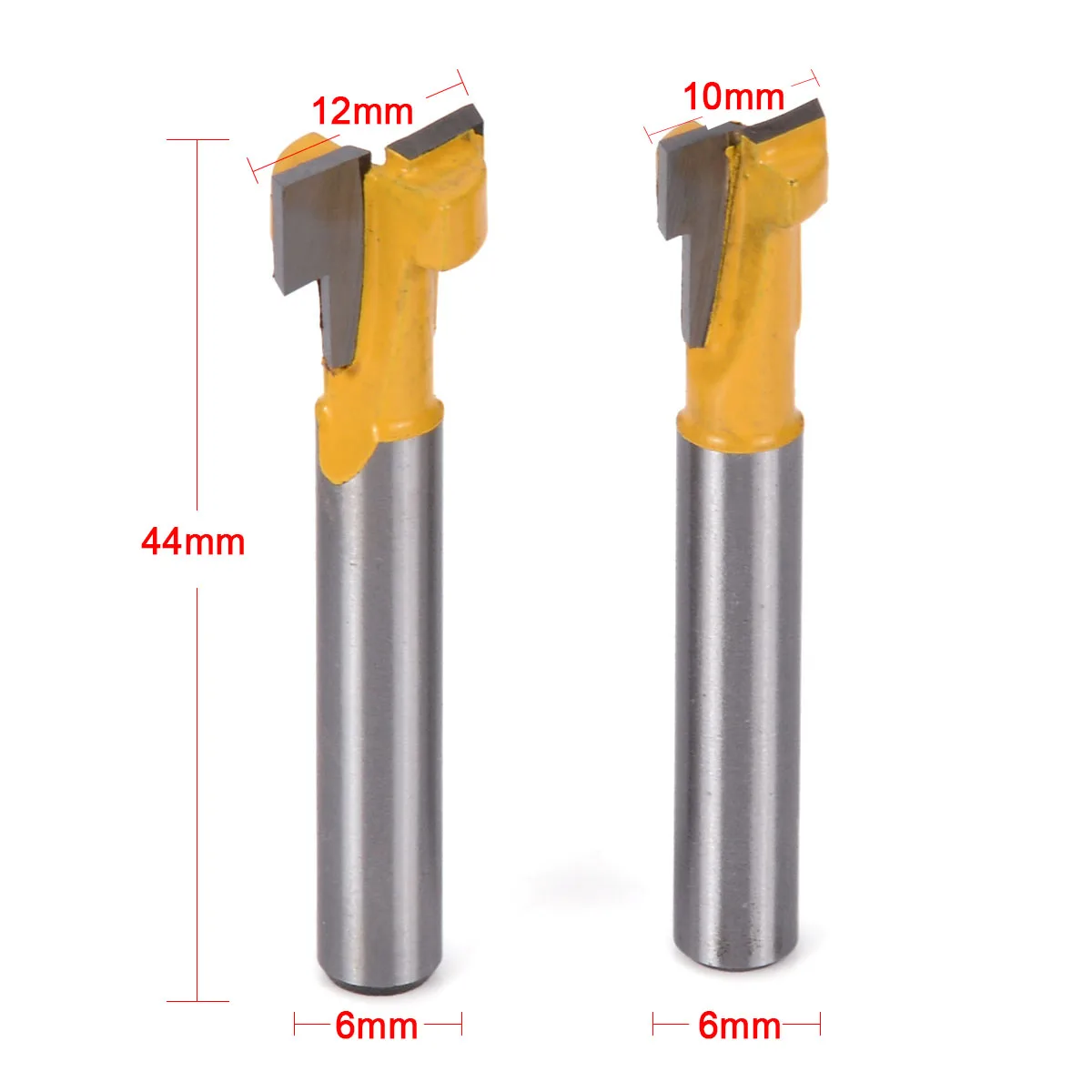 2Pcs 3/8\`\` & 1/2\`\` T-Slot Milling Cutter 1/4\`\` Shank Handle Router Bits Practical Woodworking Trimming Cutters