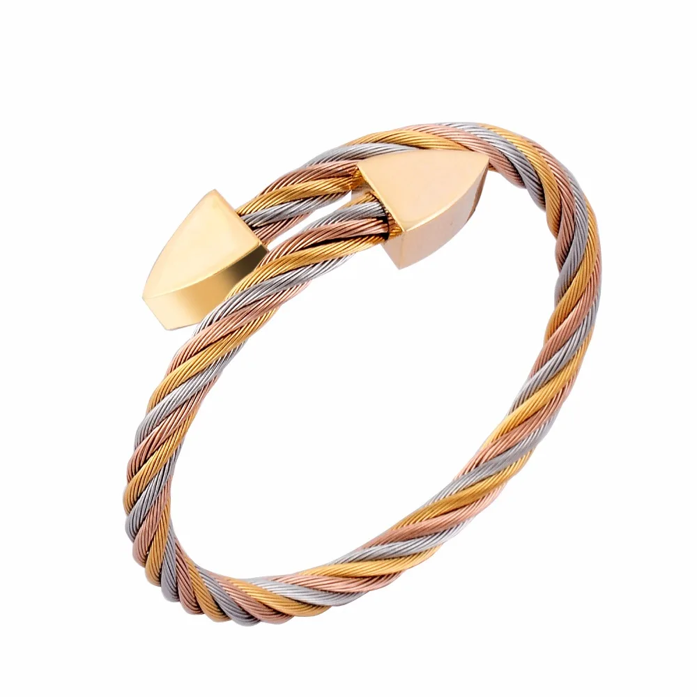 Stainless Steel Jewelry Fashion Women Gold Tone Cuff Bangle Triangle Charm Casual Cable Stretch Wire Bracelet Dropship
Stainless Steel Jewelry Fashion Women Gold Tone Cuff Bangle Triangle Charm Casual Cable Stretch Wire Bracelet Dropship