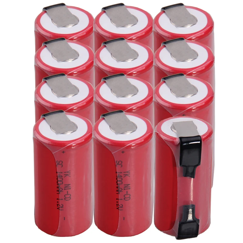 Реальная емкость 12 шт аккумулятор SC 1 2 v батареи перезаряжаемые 1400 mAh nicd akkumulator для