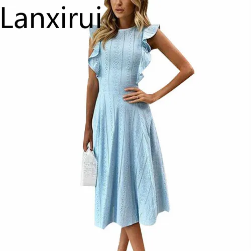 Women Ruffle Elegant Sundress Sexy Lace Boho Beach Party Dresses Summer O Neck Sleeveless Slim Blue White Women 'S Dress
Women Ruffle Elegant Sundress Sexy Lace Boho Beach Party Dresses Summer O Neck Sleeveless Slim Blue White Women 'S Dress